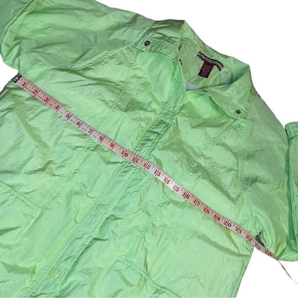 Vintage 80s  Neon Green Oversized Shell Rain Jacket - Picture 7 of 8